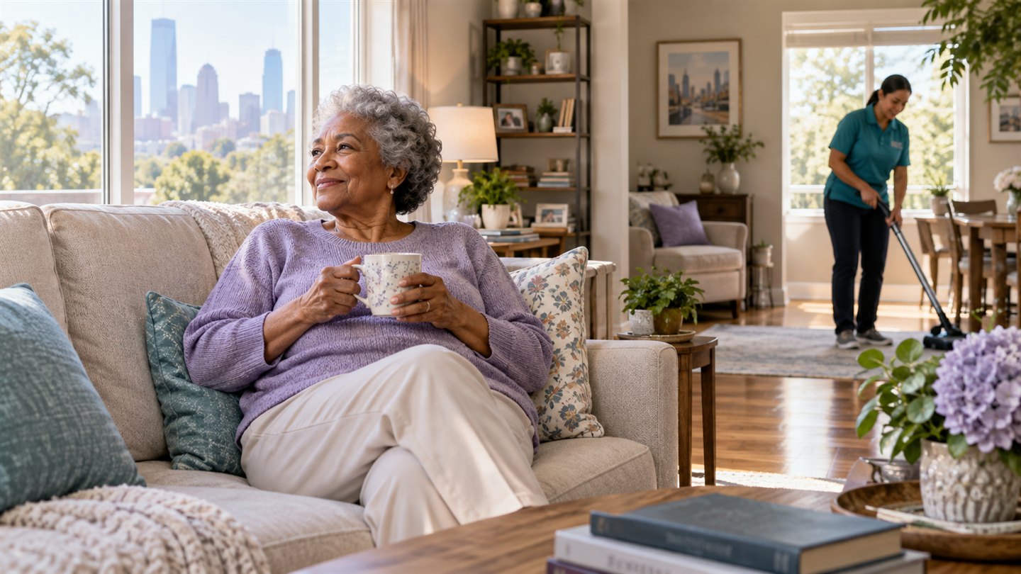 Comfortable senior home cleaning support