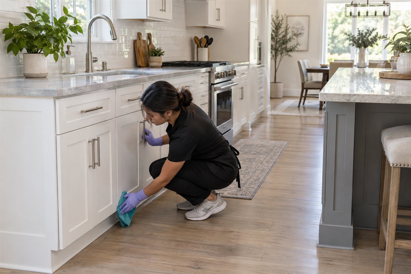Detailed deep cleaning in a Houston kitchen